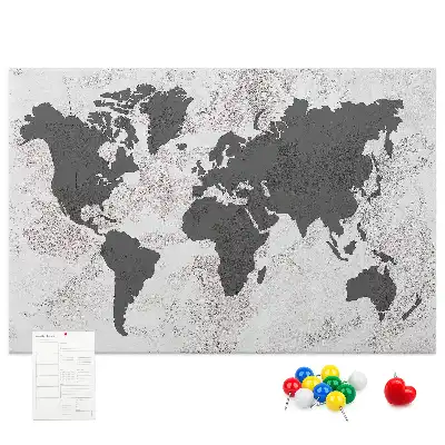 Concrete World Map Printed Cork Board