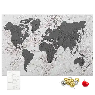 Concrete World Map Printed Cork Board