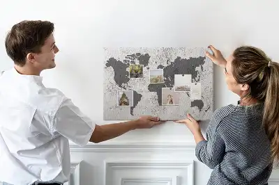 Concrete World Map Printed Cork Board