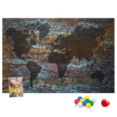 World Map Printed Cork Memo Board in Rust