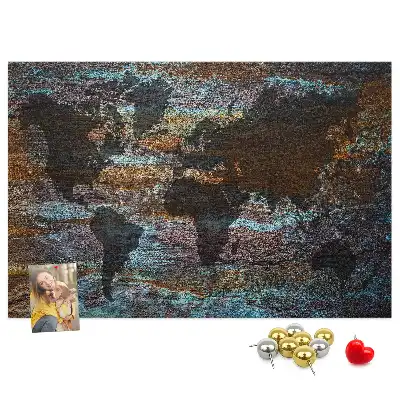 World Map Printed Cork Memo Board in Rust