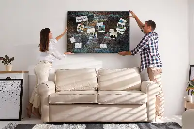 World Map Printed Cork Memo Board in Rust