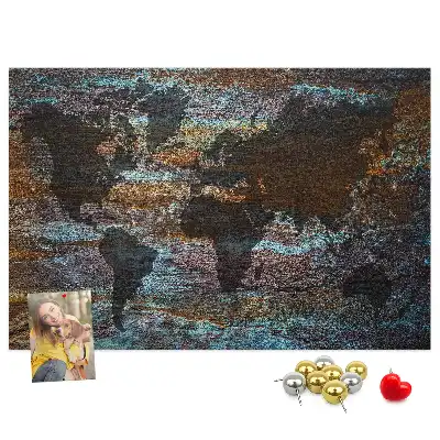 Printed Cork Memo Board Rust world map