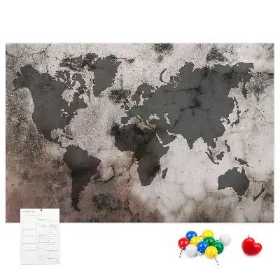 Concrete world map cork memo board