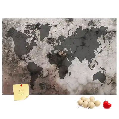 Concrete world map cork memo board