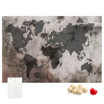 Concrete world map cork memo board