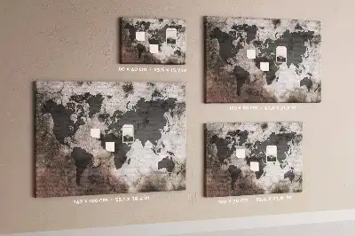 Concrete world map cork memo board