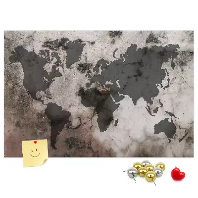 Concrete world map cork memo board