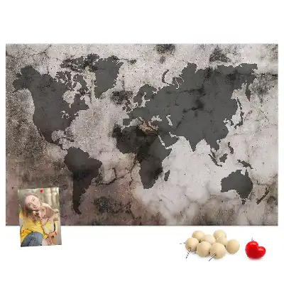 Concrete world map cork memo board