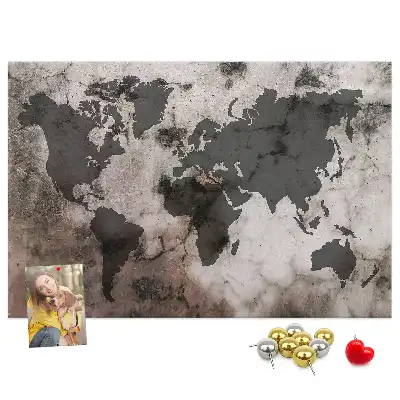 Concrete world map cork memo board