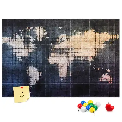 Abstract world map printed cork memo board