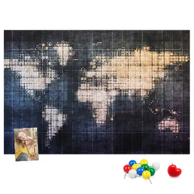 Abstract world map printed cork memo board