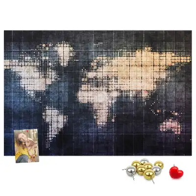 Abstract world map printed cork memo board