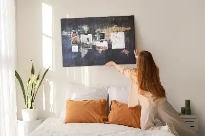 Abstract world map printed cork memo board