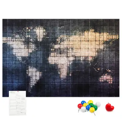Abstract world map printed cork memo board