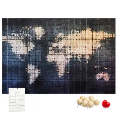 Abstract world map printed cork memo board