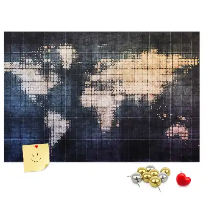 Abstract world map printed cork memo board
