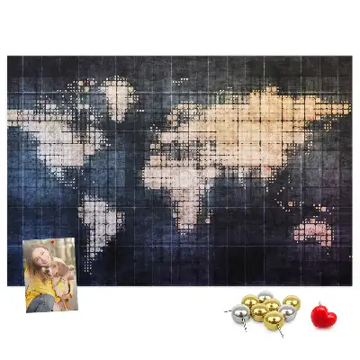 Abstract world map printed cork memo board