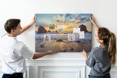 Printed Cork Board Sunset on the beach