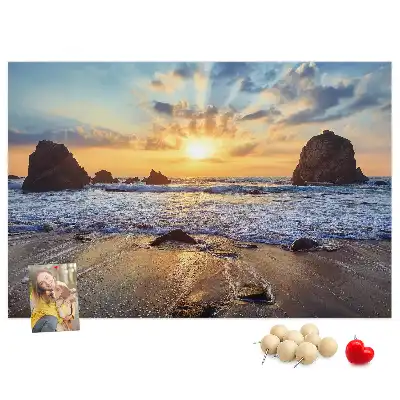 Printed Cork Board Sunset on the beach