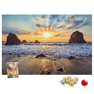 Printed Cork Board Sunset on the beach