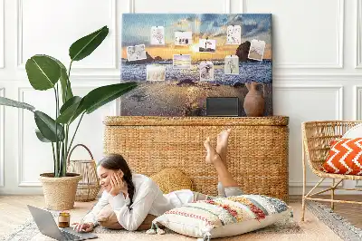 Printed Cork Board Sunset on the beach