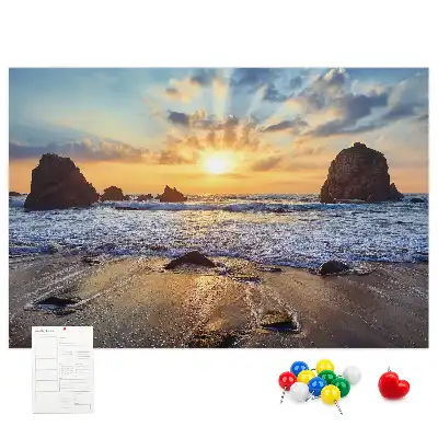 Printed Cork Board Sunset on the beach