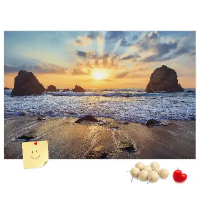 Printed Cork Board Sunset on the beach