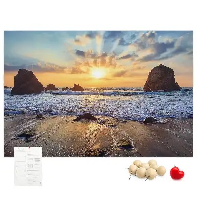 Printed Cork Board Sunset on the beach