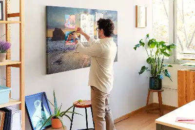 Printed Cork Board Sunset on the beach