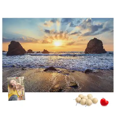 Printed Cork Board Sunset on the beach