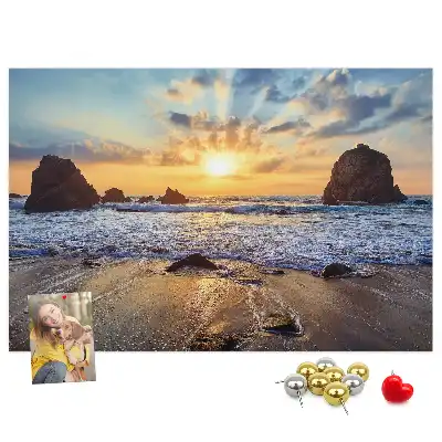 Printed Cork Board Sunset on the beach