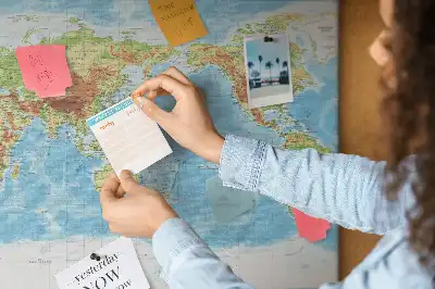 Physical World Map Printed Cork Memo Board