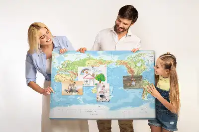 Physical World Map Printed Cork Memo Board