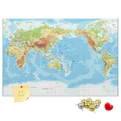 Physical World Map Printed Cork Memo Board