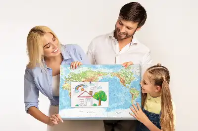Physical World Map Printed Cork Memo Board