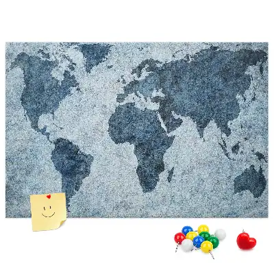 Printed Cork Memo Board with Painted World Map