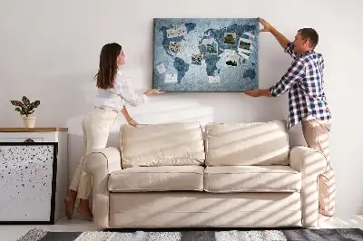 Printed Cork Memo Board with Painted World Map