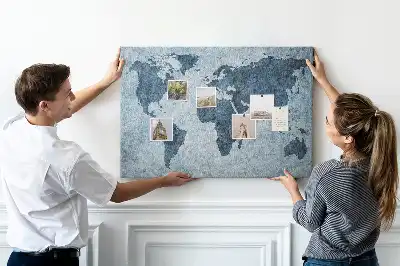 Printed Cork Memo Board with Painted World Map