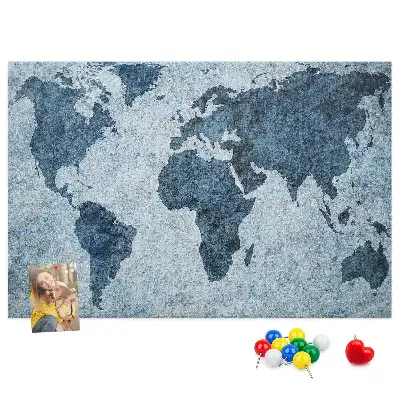 Printed Cork Memo Board with Painted World Map