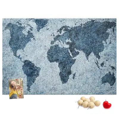 Printed Cork Memo Board with Painted World Map