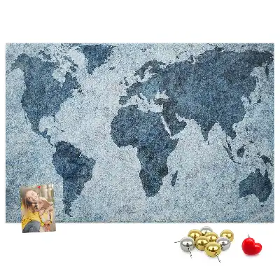 Printed Cork Memo Board with Painted World Map