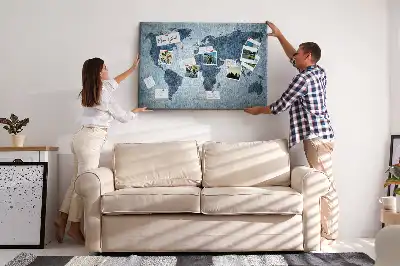 Printed Cork Memo Board with Painted World Map