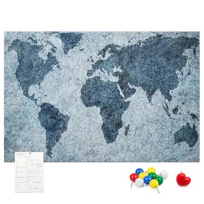 Printed Cork Memo Board with Painted World Map