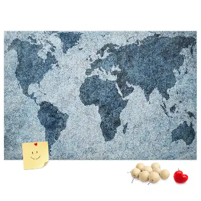 Printed Cork Memo Board with Painted World Map