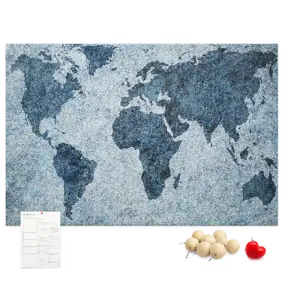 Printed Cork Memo Board with Painted World Map