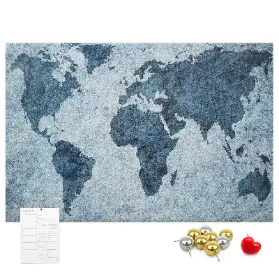 Printed Cork Memo Board with Painted World Map