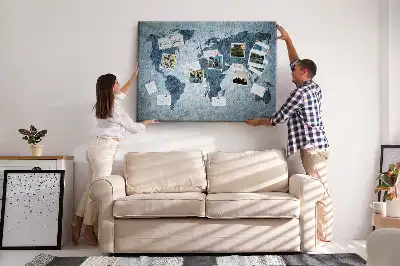 Printed Cork Memo Board with Painted World Map
