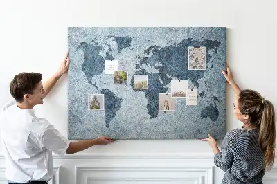Printed Cork Memo Board with Painted World Map