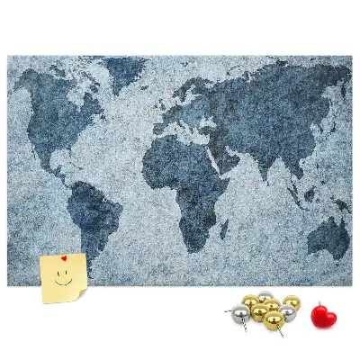 Printed Cork Memo Board with Painted World Map